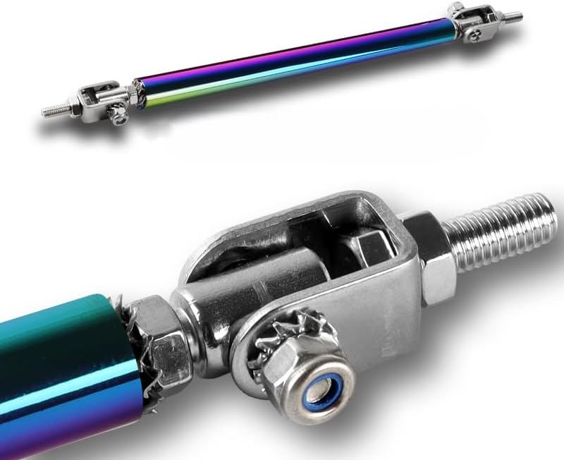 HK5 EPARTS 2PC Universal Adjustable 7"-9" (100MM) / 8"-11" (150MM) / 10"-13" (200MM) Bumper Support Splitter Spoiler Lip Strut Rod Tie Bar (150mm/Neo Chrome) - Image 1